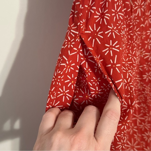 Mata Traders Prairie Floral Feminine Flirty Ruffled Midi Dress Red Daisy - Picture 7 of 11